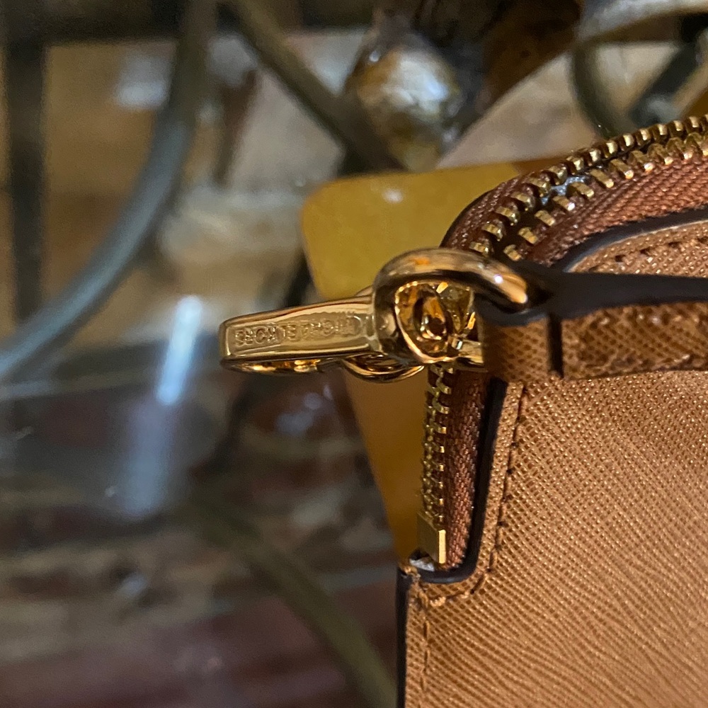 Michael Kors Tan and Gold Floral Wristlet - Picture 5 of 7